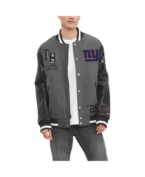 Men's Heather Gray, Black New York Giants Gunner Full-Zip Varsity Jacket