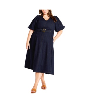 Plus Size Denim Delilah Midi Dress
