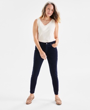 Women's Corduroy Mid-Rise Curvy Skinny Pants, Created for Macy's