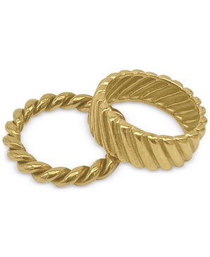 14k Gold-Plated 2-Pc. Set Cable & Twist Rings