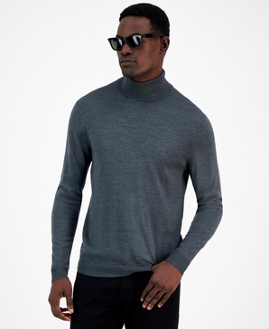 Men's Merino Wool-Blend Turtleneck Sweater, Created for Macy's