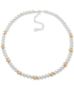 Two-Tone Sculptural Braid-Look Collar Necklace, 16" + 3" extender