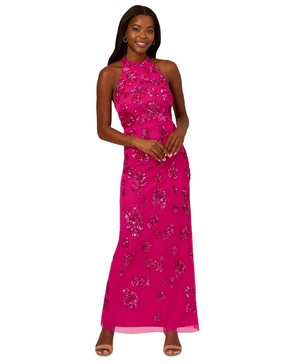 Adrianna Papell Women's Bead Halter Column Dress