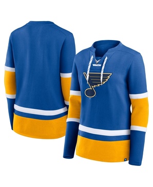 Women's Blue St. Louis Blues Prime Time Lace-Up Long Sleeve T-Shirt