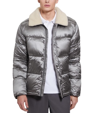 Men's Puffer Jacket with Sherpa Collar