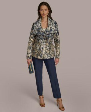 Women's Metallic Jacquard Jacket & Slim Leg Ankle Pants