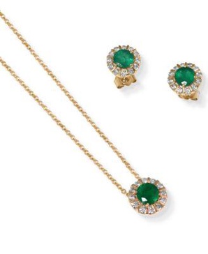 EFFY® Emerald & Diamond Stud Earrings and Pendant Necklace in 14k Gold