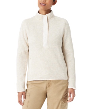 Women's Mixed-Media Mock-Neck Sweatshirt