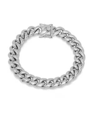 Men's Stainless Steel Miami Cuban Chain Link Style Bracelet with 12mm Box Clasp Bracelet