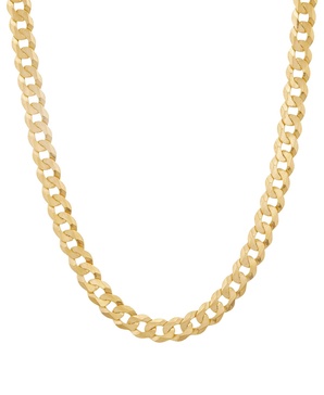 Polished Solid Flat Curb Link 22" Chain Necklace in 14k Gold-Plated Sterling Silver & Sterling Silver 