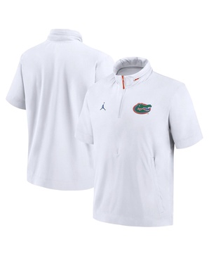 Men's White Florida Gators 2024 Sideline Coach Short Sleeve Half-Zip Hoodie Jacket