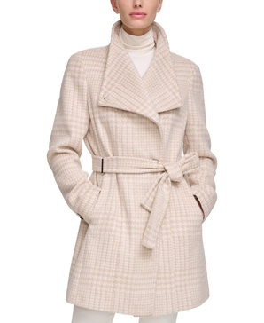 Womens Asymmetrical Belted Wrap Coat, Created for Macys
