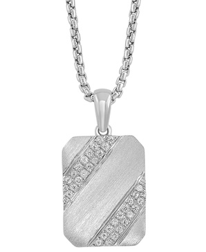 EFFY® Men's White Zircon (3/8 ct. t.w.) Tag 22" Pendant Necklace in Sterling Silver 