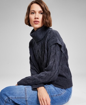 Women's Cable-Knit Turtleneck Sweater, Created for Macy's