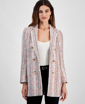 Women's Tweed Faux Double-Breasted Jacket