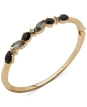 Gold-Tone Round & Navette Tonal Stone Bangle Bracelet