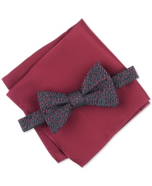 Men's Bennet Floral Bow Tie & Solid Pocket Square Set, Created for Macy's
