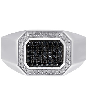 Men's Black Diamond (1/3 ct. t.w.) & White Diamond (1/6 ct. t.w.) Ring in Sterling Silver