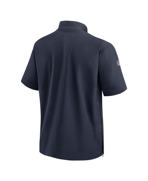 Men's Navy Chicago Bears Sideline Coach Short Sleeve Hoodie Quarter-Zip Jacket