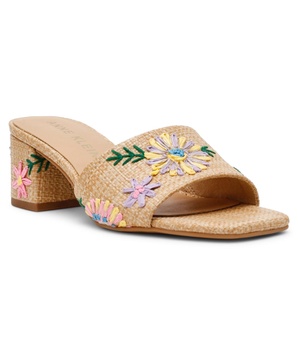 Women's Dolls Embroidered Raffia Block Heel Sandals