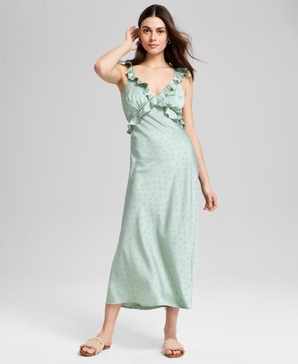 Women's Crisscross Ruffled Slip Dress, Exclusively at Macy's