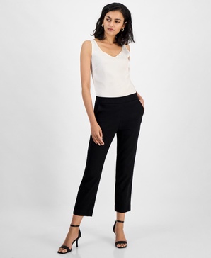 Women's Stretch Twill Cropped Straight Pull-On Pants