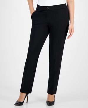 Petite Pull-On Faux-Fly Front Pants 