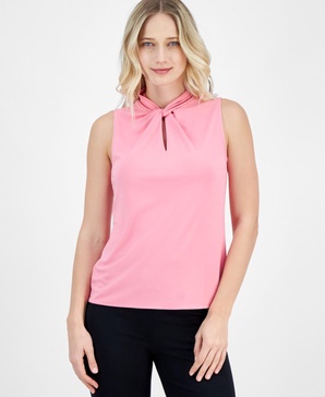 Women's Twist-Neck Sleeveless Keyhole Top