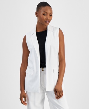 Petite Open-Front Long Vest, Created for Macy's