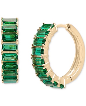 Nano Emerald Color Small Hoop Earrings (1-1/2 ct. t.w.) in Gold Vermeil, (Also in Nano White Sapphire Color, Nano Ruby Color, & Nano Blue Sapphire Color), Created for Macy's