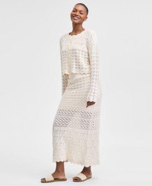 Women's Pointelle Cardigan & Maxi Skirt, Exclusively at Macy's