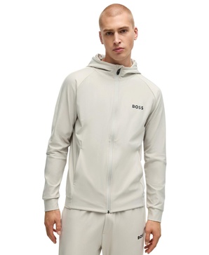 BOSS by Men’s Signature-Stripe Regular-Fit Zip-Up Hoodie