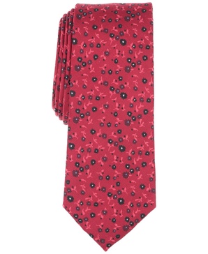 Men's White-Dot Floral Tie, Created for Macy's