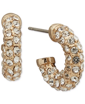 Gold-Tone Crystal Huggie Hoop Earrings