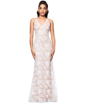 Women's Embellished Floral Soutache Sleeveless Gown