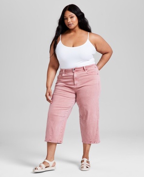 Trendy Plus Size Barrel-Leg Cropped Pants, Exclusively at Macy's 