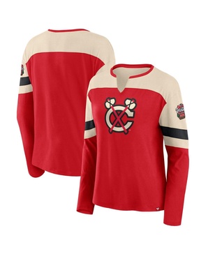 Women's Red Chicago Blackhawks 2025 NHL Winter Classic Frozen Long Sleeve Notch Neck T-Shirt