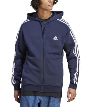 Men's Essentials 3-Stripes Regular-Fit Full-Zip Fleece Hoodie, Regular & Big & Tall 