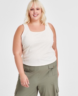 Trendy Plus Size Double Square-Neck Tank, Created for Macy's