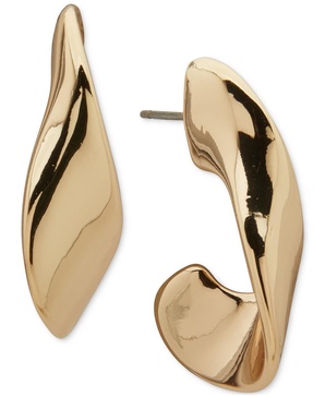 Gold-Tone Twisted Large Hoop Earrings