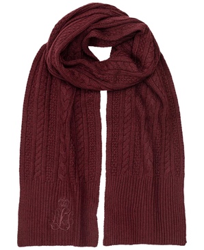 Cable Scarf with Direct Embroidery and Stones
