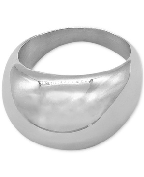 Silver-Tone Water-Resistant Tall Dome Ring