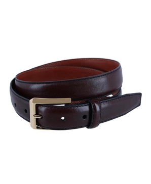 Men's 30MM Pebble Grain Leather Belt with Gold Buckle