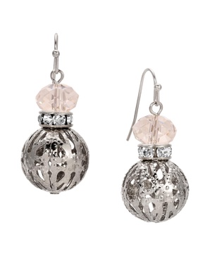 Crystal Accent Filigree Ball Drop Earrings
