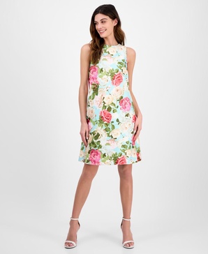 Women's Printed Sleeveless Scuba Shift Dress