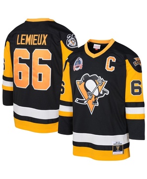 Big Boys and Girls Mario Lemieux Black Pittsburgh Penguins 1991/92 Captain Patch Blue Line Player Jersey