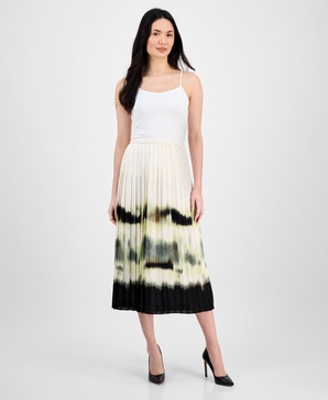 Women's Pleated Pull-On Midi Skirt 