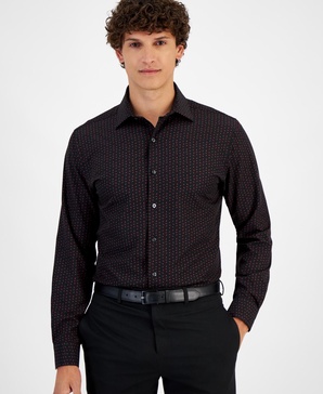 Men's Slim-Fit Geo-Twist Dress Shirt, Created for Macy's