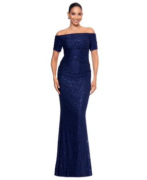 Women's Sequined Lace Off-The-Shoulder Gown