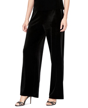 Women's Velvet Straight-Leg Pull-On Pants